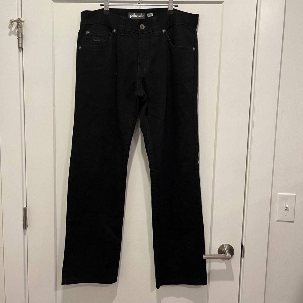 Pelle Pelle Marc Buchanan Mens Black Denim Straight Leg Jeans 36x34 Streetwear